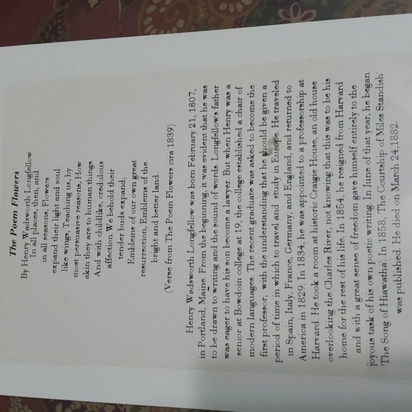 Elegant Gold Framed Botanical Art Poem By Henry Wadsworth Longfellow - Picture 4 of 7